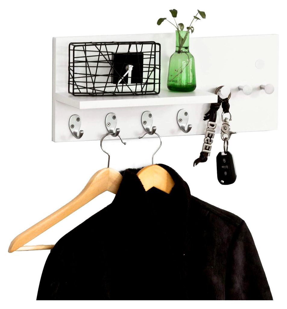 Wandgarderobe mit Haken und Ablage für Badezimmer und Flur