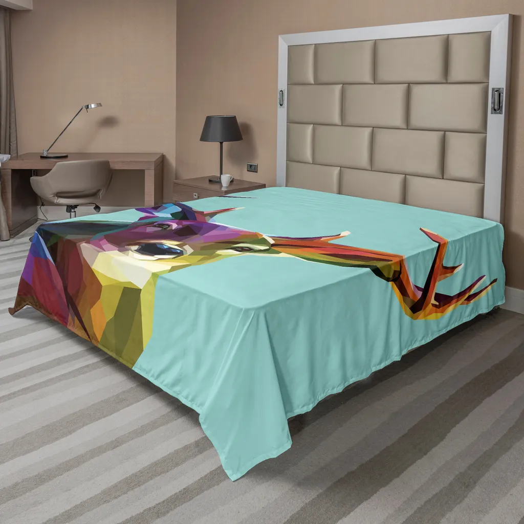 Drap de lit cerf psychédélique, microfibre douce et soyeuse 266x260 cm