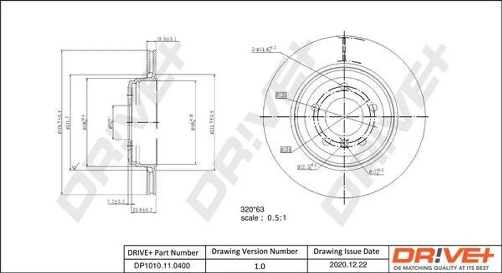 Disque de frein arrière Dr!ve+ DP1010.11.0400 pour BMW E60 E61 E63