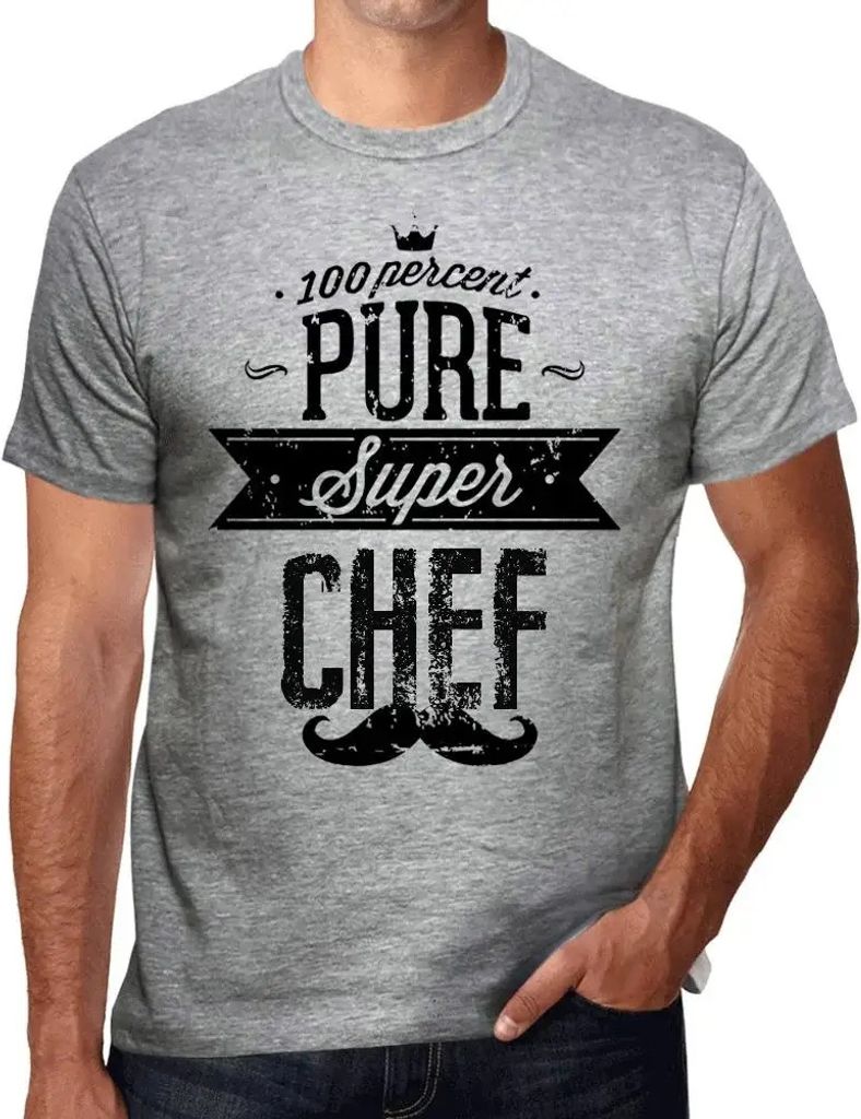 Herren Grafik T-Shirt 100% reiner Superkoch – 100% Pure Super Chef – Öko-Verantwortlich Vintage Jahrgang Kurzarm Lustige Druck Geburtstag Gesc...
