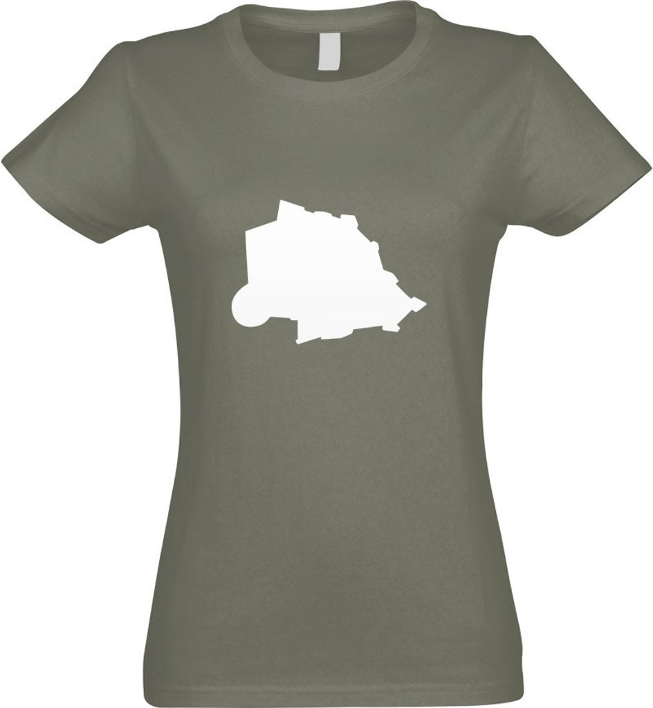 Kiwistar - T-Shirt tailliert - Damen - Olive - Vatikanstadt Umriss Kontur - mit Motiv Bedruckt - Funshirt Design - Sport - Freizeit - Damen - L