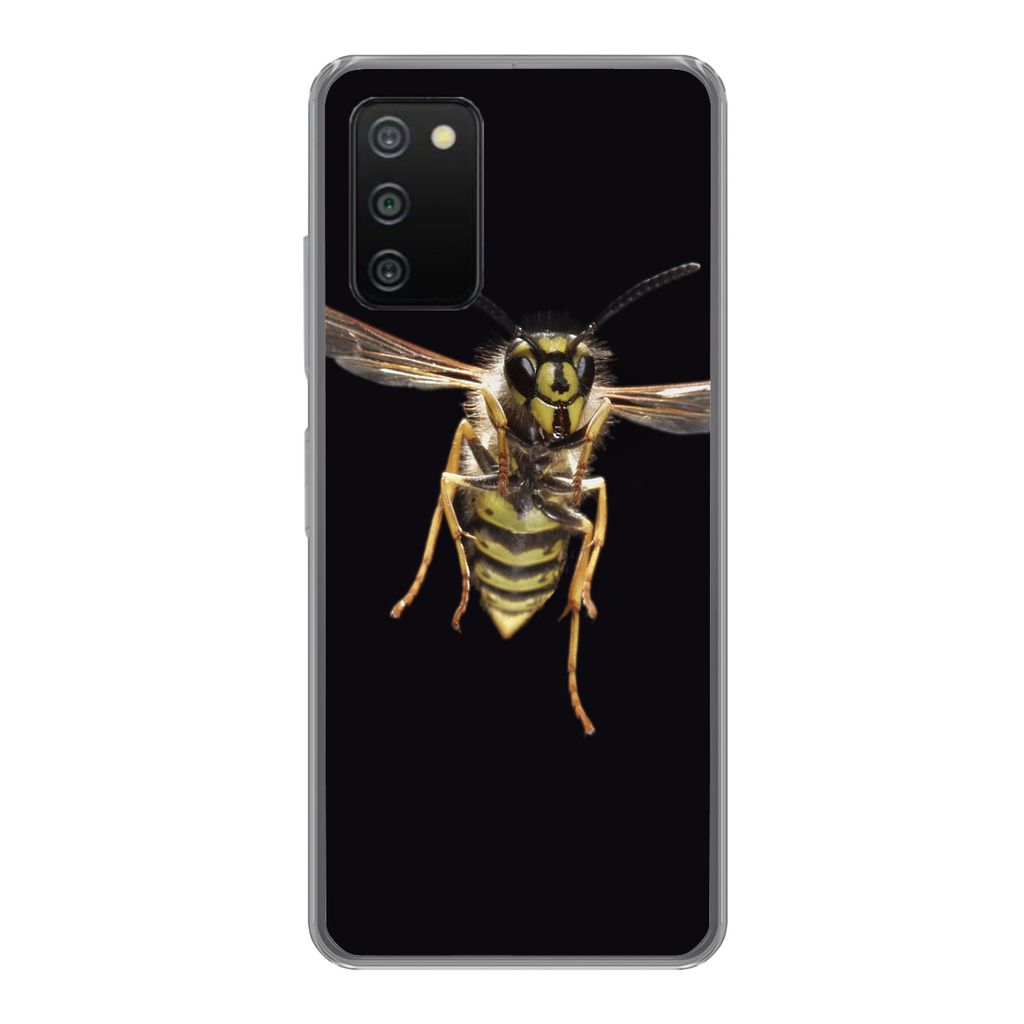 MuchoWow Handyhülle Schutzhülle Hülle für Samsung Galaxy A03s Wespe - Insekten - Porträt Silikon Softcase Handy Hülle