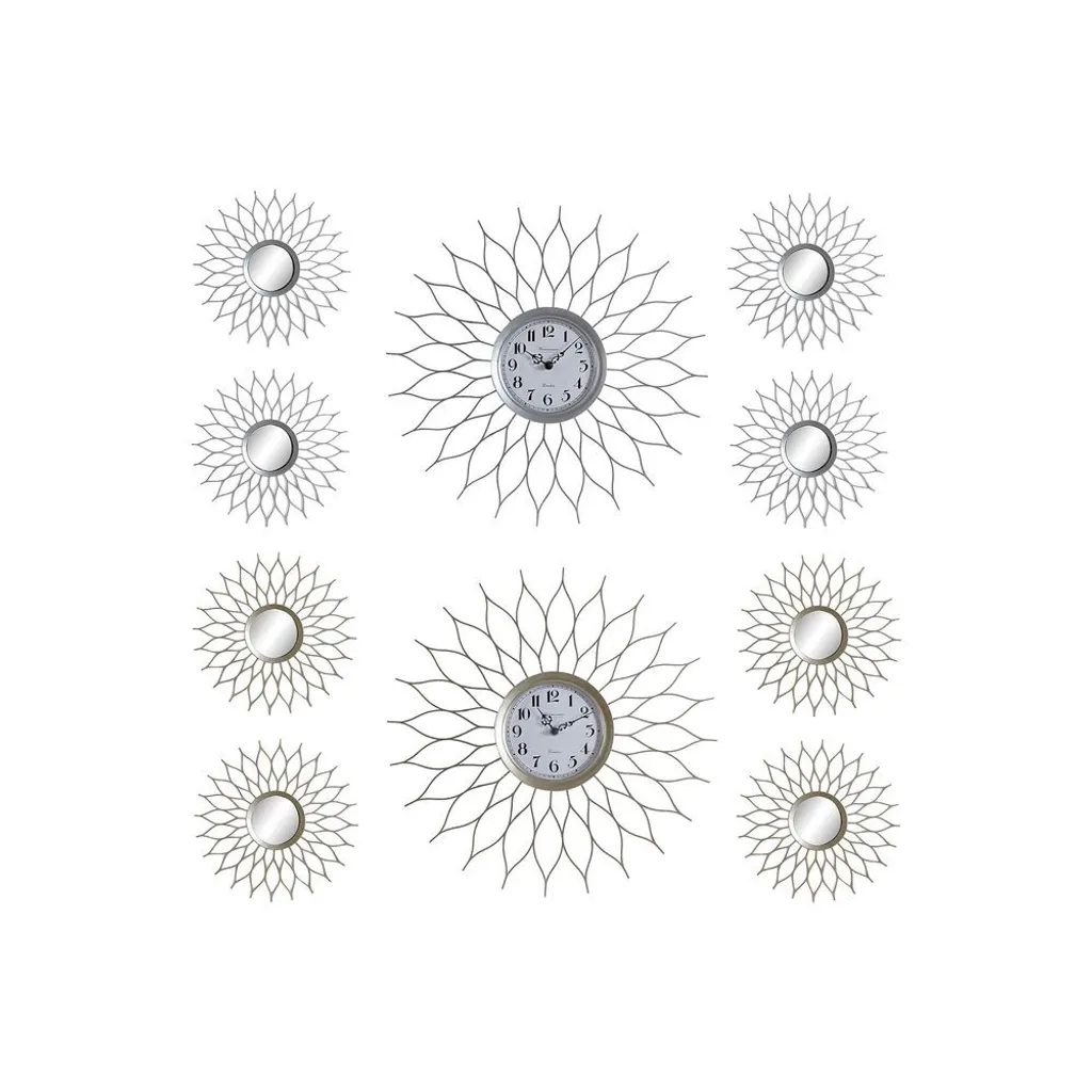 Horloge DKD Home Decor Argent Champagne Miroir en PP - Lot de 5 pièces