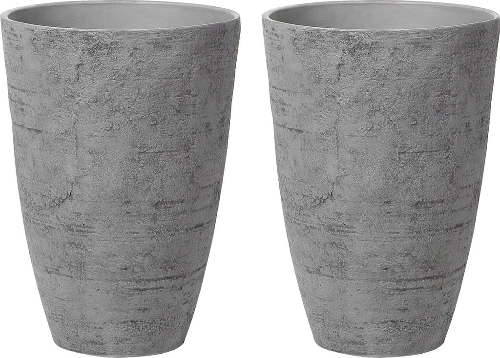 BELIANI Blumenkübel 2er Set Grau Steingemisch und Glasfaser 43 x 43 x 60 cm mit Schlanker Form Modernes Design Garten Balkon Innen- und Außenbereich