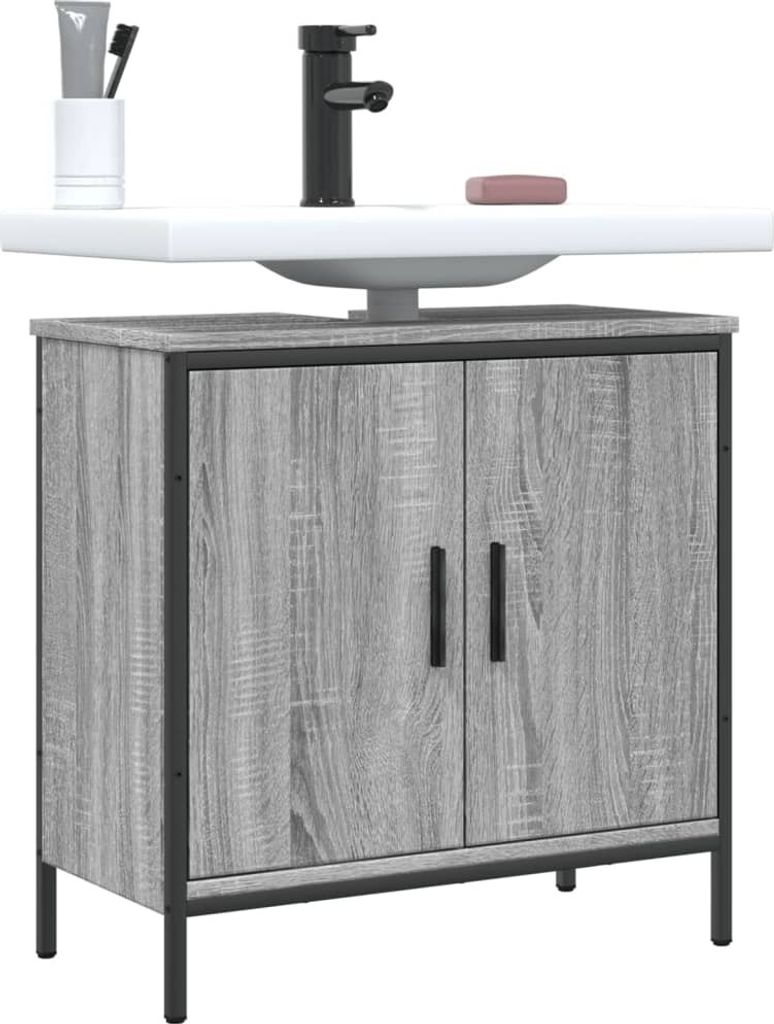 (Robust Möbel)Waschbeckenunterschrank/Badezimmermöbel- modernes Design - Badezimmerschrank/Unterschrank - Grau Sonoma 60x30x60cm Holzwerkstof...