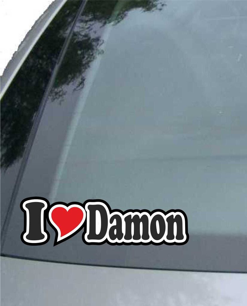 INDIGOS UG - Aufkleber / Autoaufkleber I Love Heart - Ich liebe mit Herz 15 cm - I LOVE Damon - Auto LKW Truck - Sticker mit Namen vom Mann Frau Kind