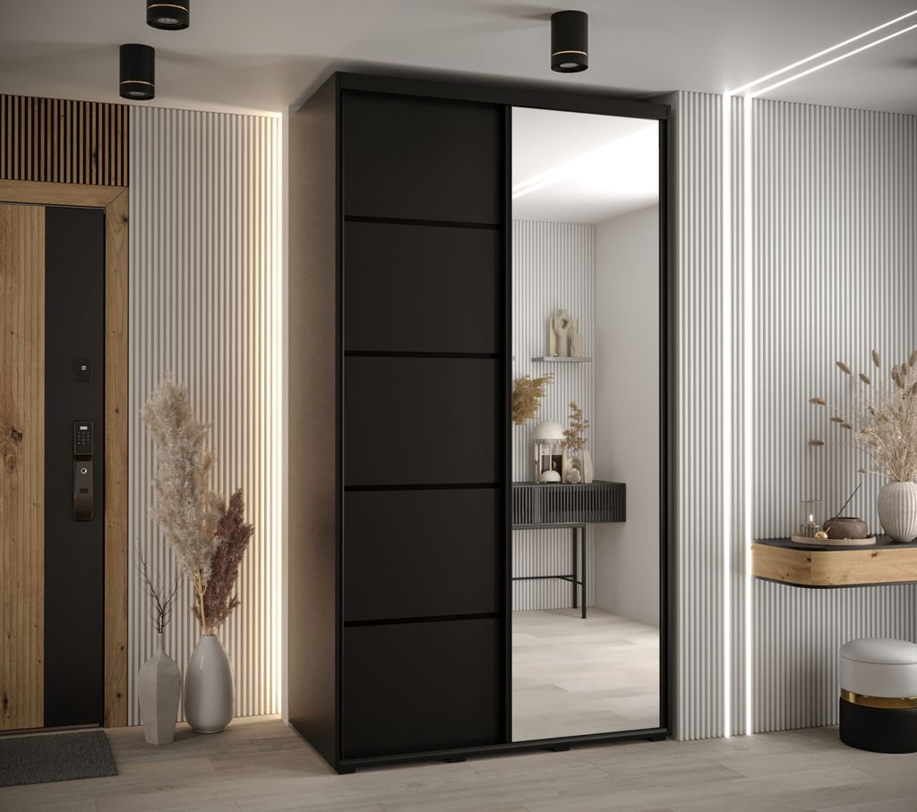 Kleiderschrank ASIRI 5 - 130/60 cm, schwarz / schwarz