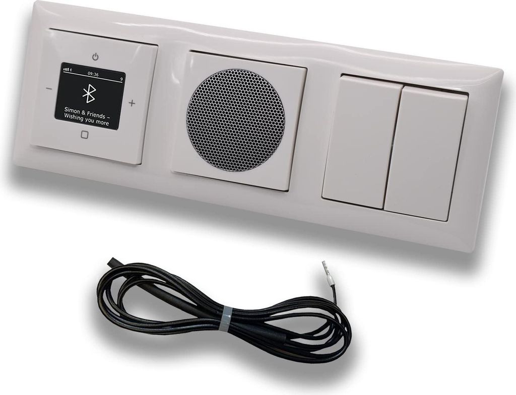 Busch Jäger DAB+ Unterputz Bluetooth Radio 8217U-101 Balance Si alpinweiß Komplett-Set + Lautsprecher + Serienschalter (geteilter Schalter) 2000/...
