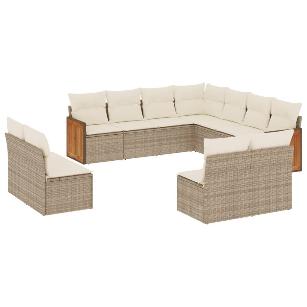 "im Sonderangebot" 11-tlg. Garten-Lounge-Set - elegantes Design - Sitzgruppe/Gartengarnitur - mit Kissen Beige Poly Rattan - Terassenmöbel DEMöbe...