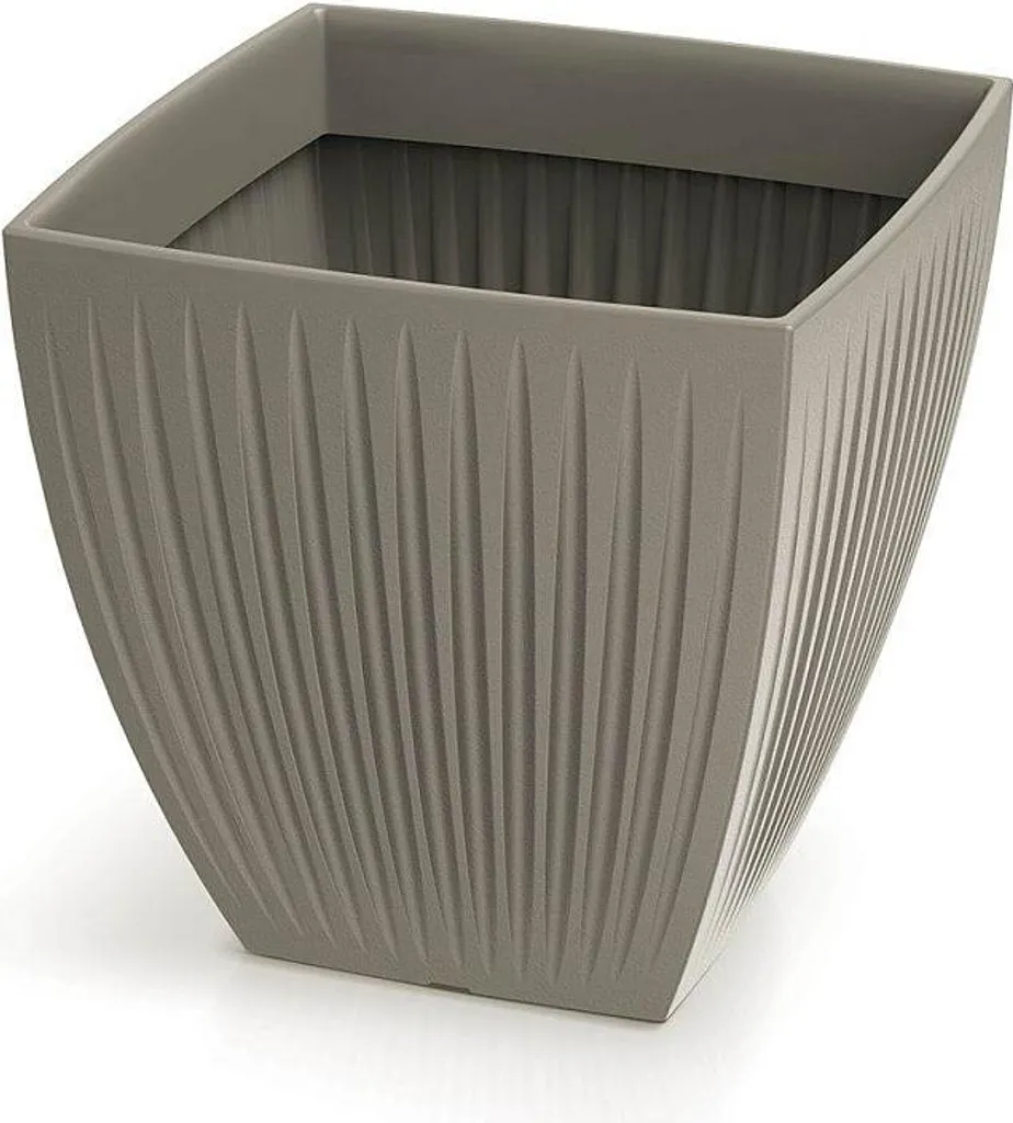 Pot de fleur 40 cm robuste en résine LATIA SQUARE MIDL aspect mocca