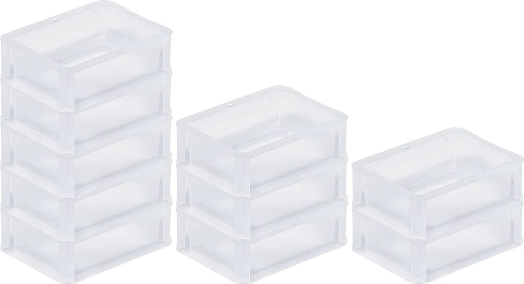 SparSet 10x Transparenter Eurobehälter BasicLine mit geschlossenem Griff | HxBxT 7x15x20cm | 1,3 Liter | Eurobox, Transportbox, Transportbehälter...
