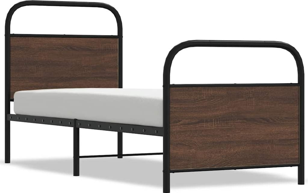 "im Sonderangebot"Bettgestell Stylishces - Einzelbett/Jugendbett mit Lattenrost - ohne Matratze - 80x200cm Braun Eichen-Optik - Klassische Betten D...