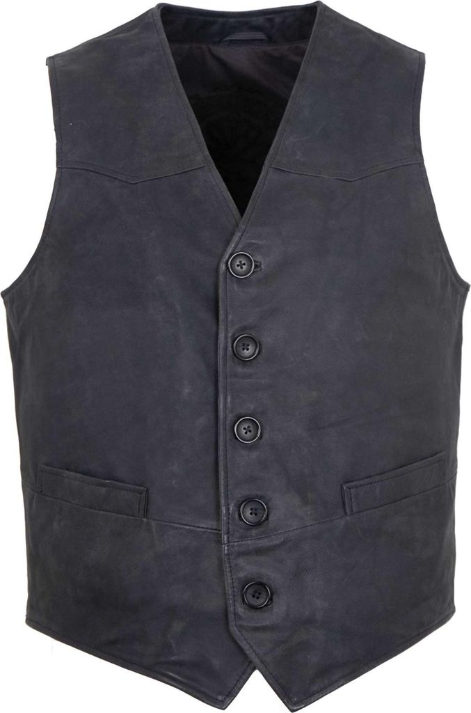 MADDOX - Herren Lederweste Lammnubuk navy : 58