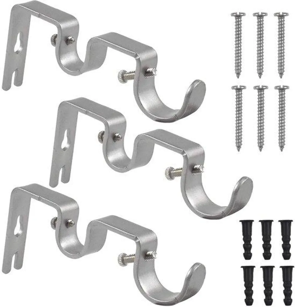 Support double pour tringle à rideaux résistant en acier noir - 1 pièce