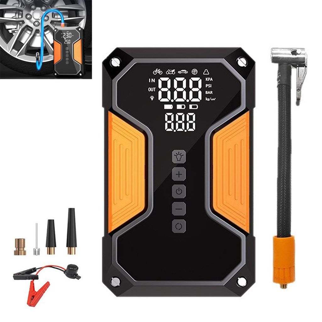 Starthilfe Powerbank mit Luftkompressor, 8000 mAh 150 PSI Starthilfe für 12-V-Fahrzeuge (bis zu 9,0 l Benzin/6,5 l Diesel), Mit LCD-Bildschirm