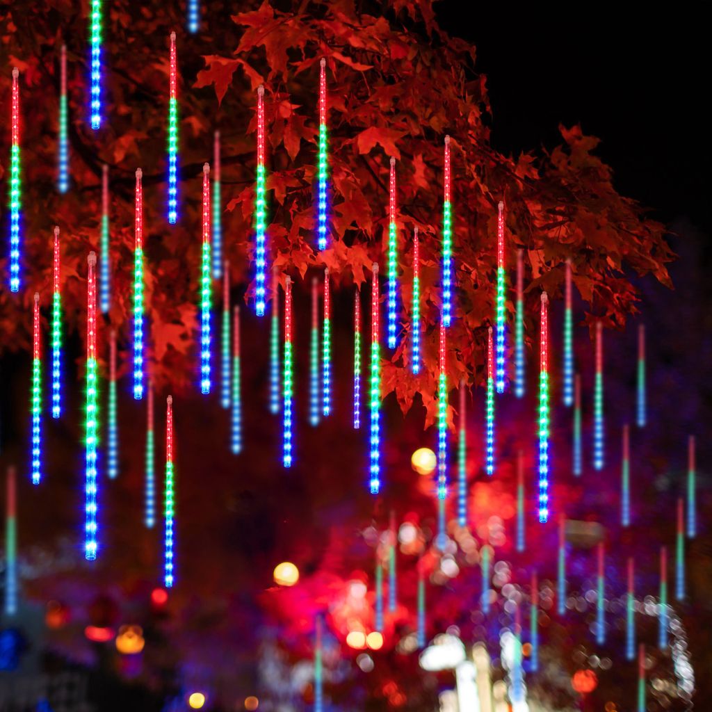 288 LED Meteorschauer Lichterkette Wasserdicht Weihnachten Meteor Eiszapfen Lichter, Bunt