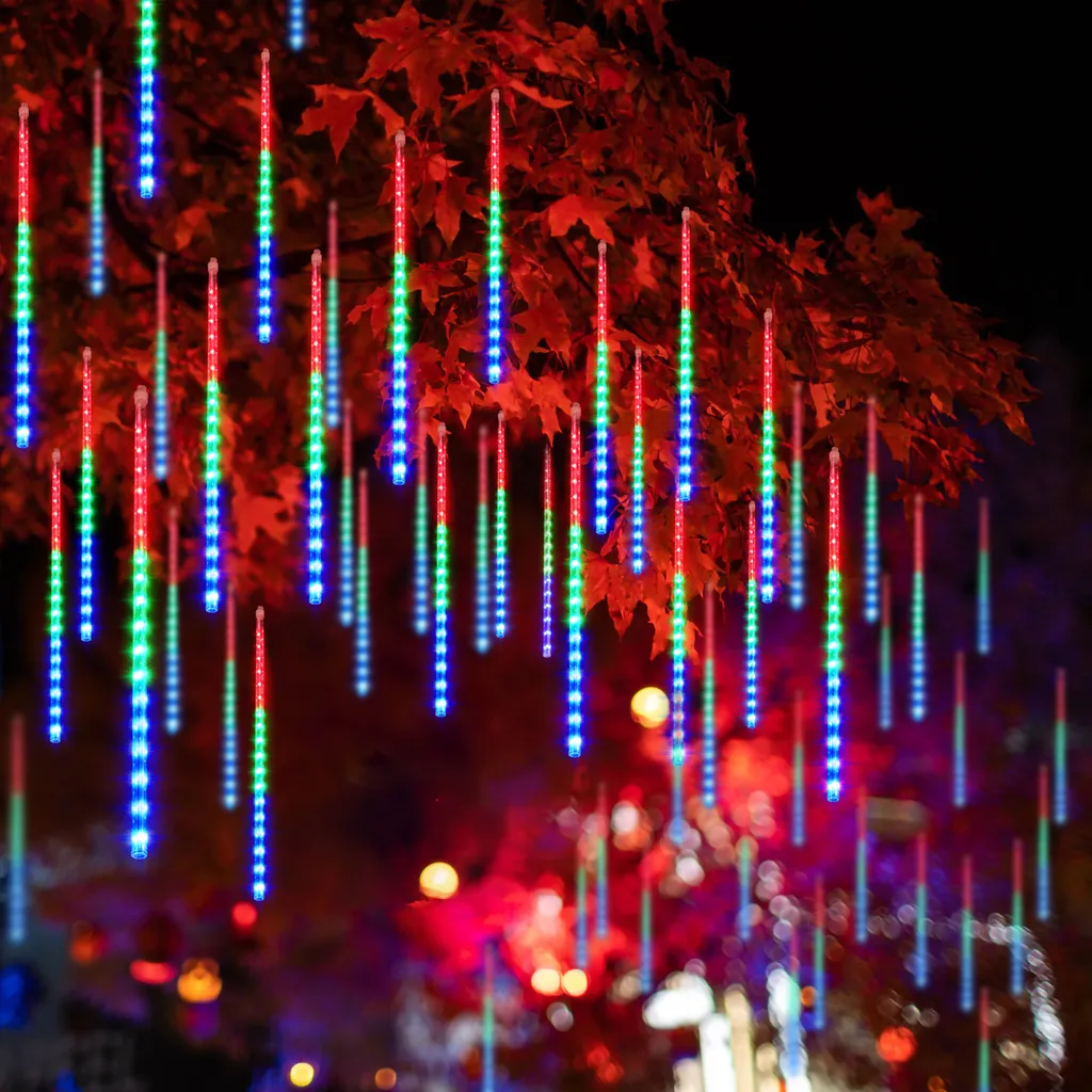 Luci Natalizie Pioggia di Meteore 192 LED - Decorazione Magica Esterna
