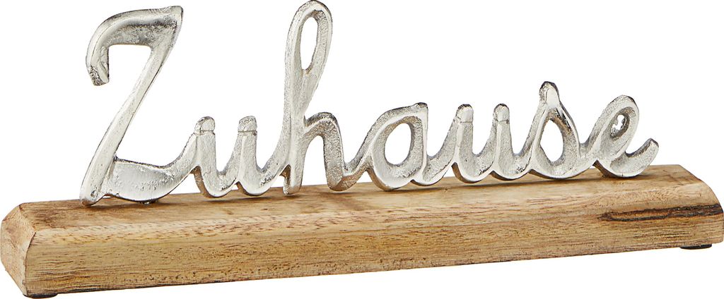 Schriftzug 'Zuhause' silber 30x10x5cm Mangoholz Aluminium Produktbild 