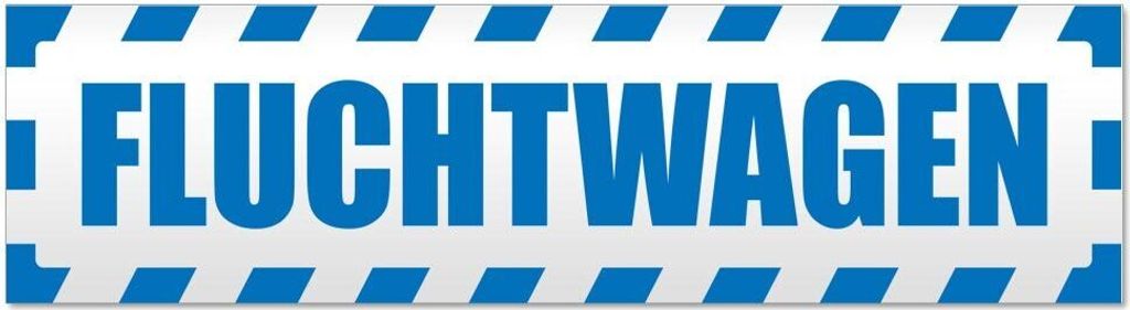 Kiwistar - Autoaufkleber - Blau - 45 x 12 cm - Fluchtwagen gestreift - Hinweis Aufkleber Sticker für Auto, Kfz, Fahrrad, PKW, LKW