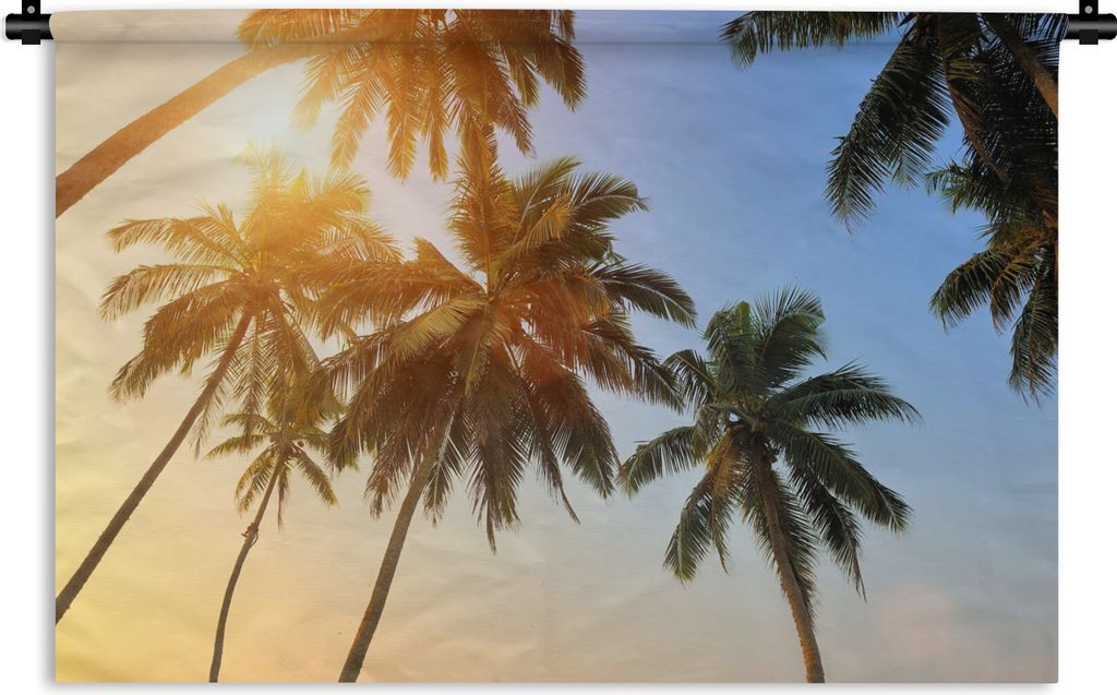 MuchoWow Wandteppich Wandbehang Palme - Sonne - Sommer - Tropisch 60x40 cm Tapisserie Dekoration Wandtuch - Wanddekorationen