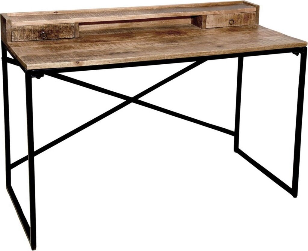 tinkaro Schreibtisch LUME Mangoholz/Metall Computertisch Braun