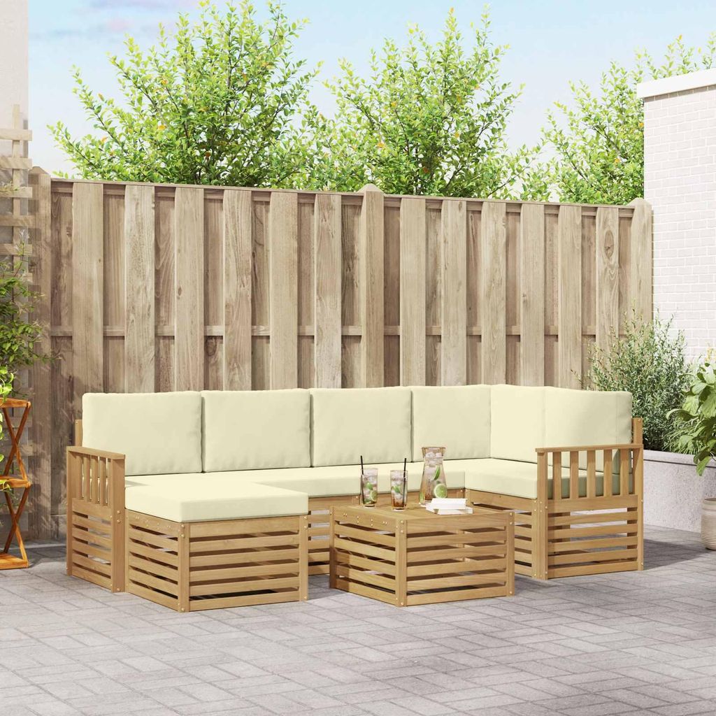 Möbel Outdoor-Sofagarnitur 7 pcs Weiß und Creme Polyester - Gartensofas CC201