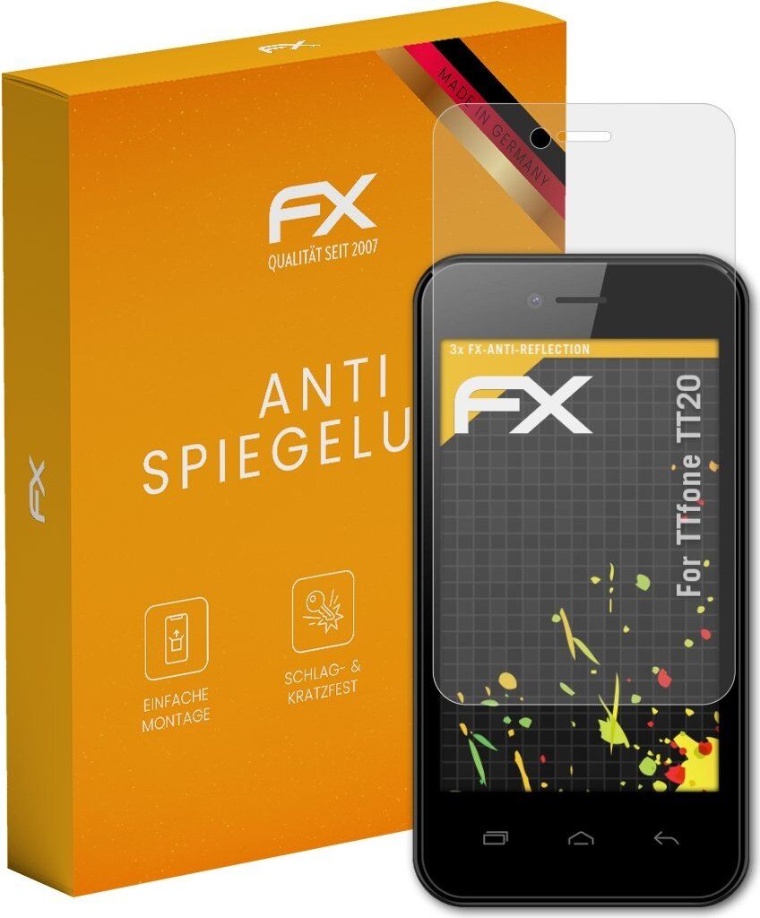 atFoliX FX-Antireflex 3x Schutzfolie kompatibel mit TTfone TT20 Displayfolie