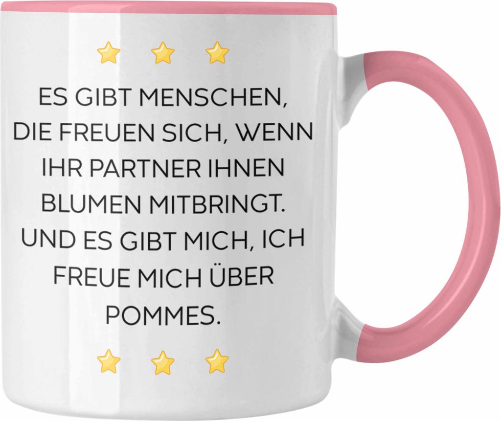Trendation - Lustige Tasse mit Spruch für Frauen Männer Arbeit Büro Lustig Tassen Becher mit Sprüchen Kollegin Geschenk Sarkasmus Pommes (Rosa)