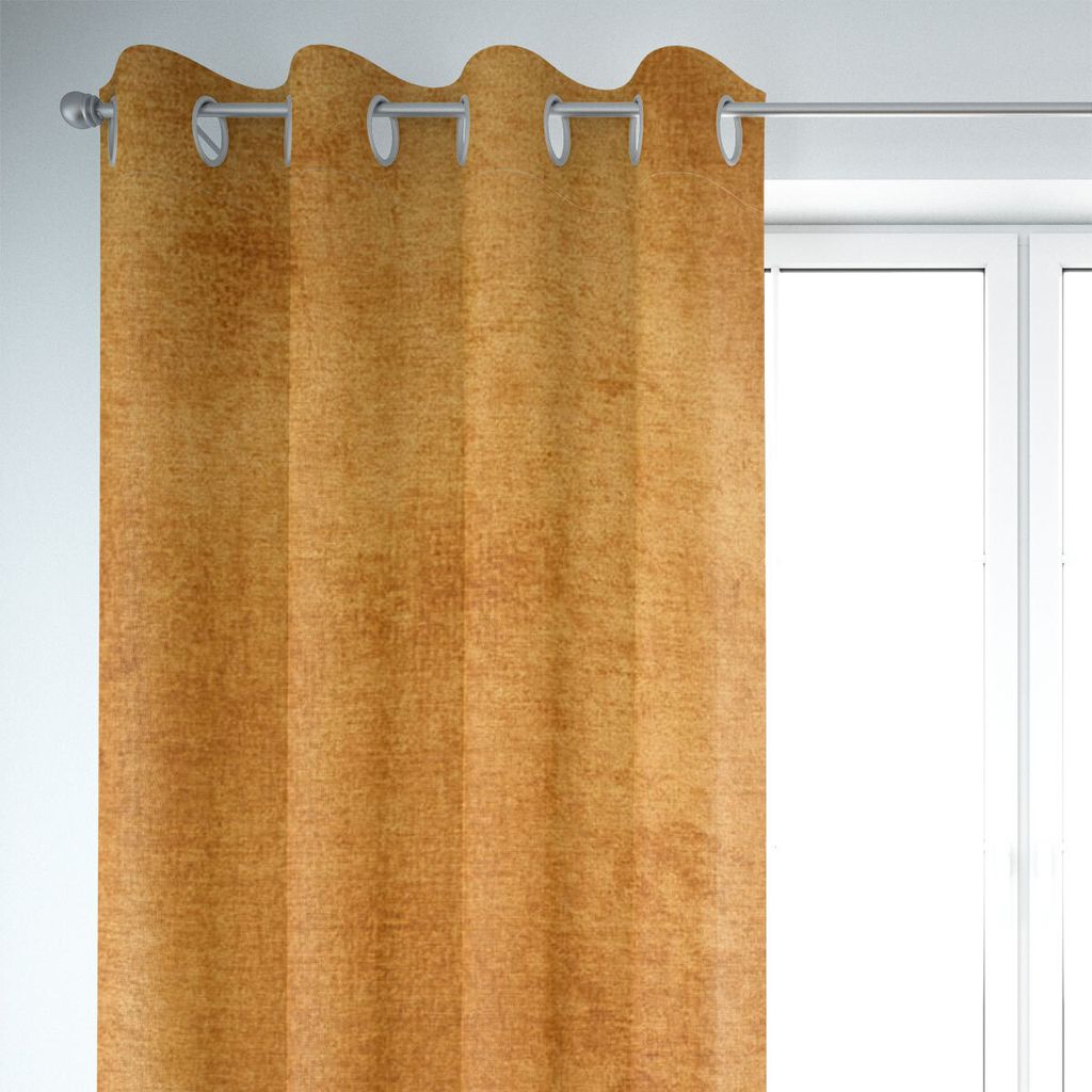 SCHÖNER LEBEN. Vorhang Thermovorhang Soft Teddy Deluxe ockergelb 245cm Aufhängung Ösen