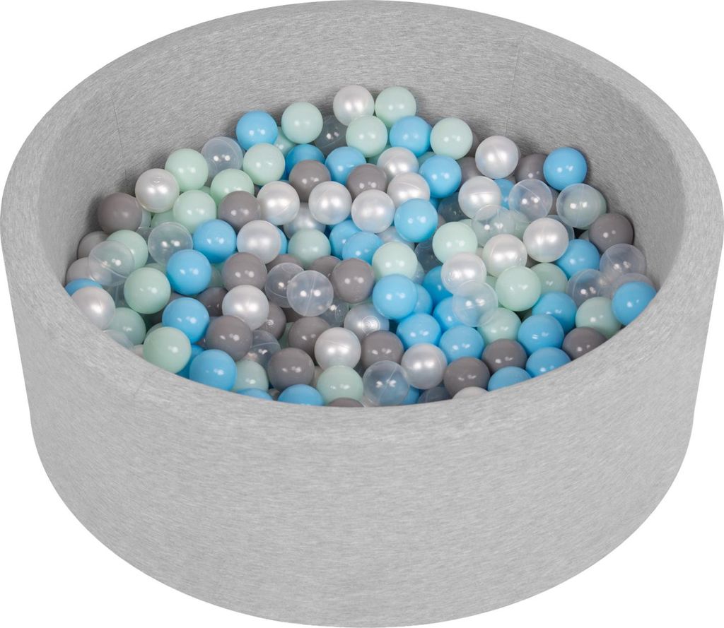 Selonis Bällebad mit Bunten Bälle Rund 90x30cm 200 Bälle ∅6cm - Babyspielzeug Bällebäder Für baby zimmer Bällepool Für Kinder - Hellgrau