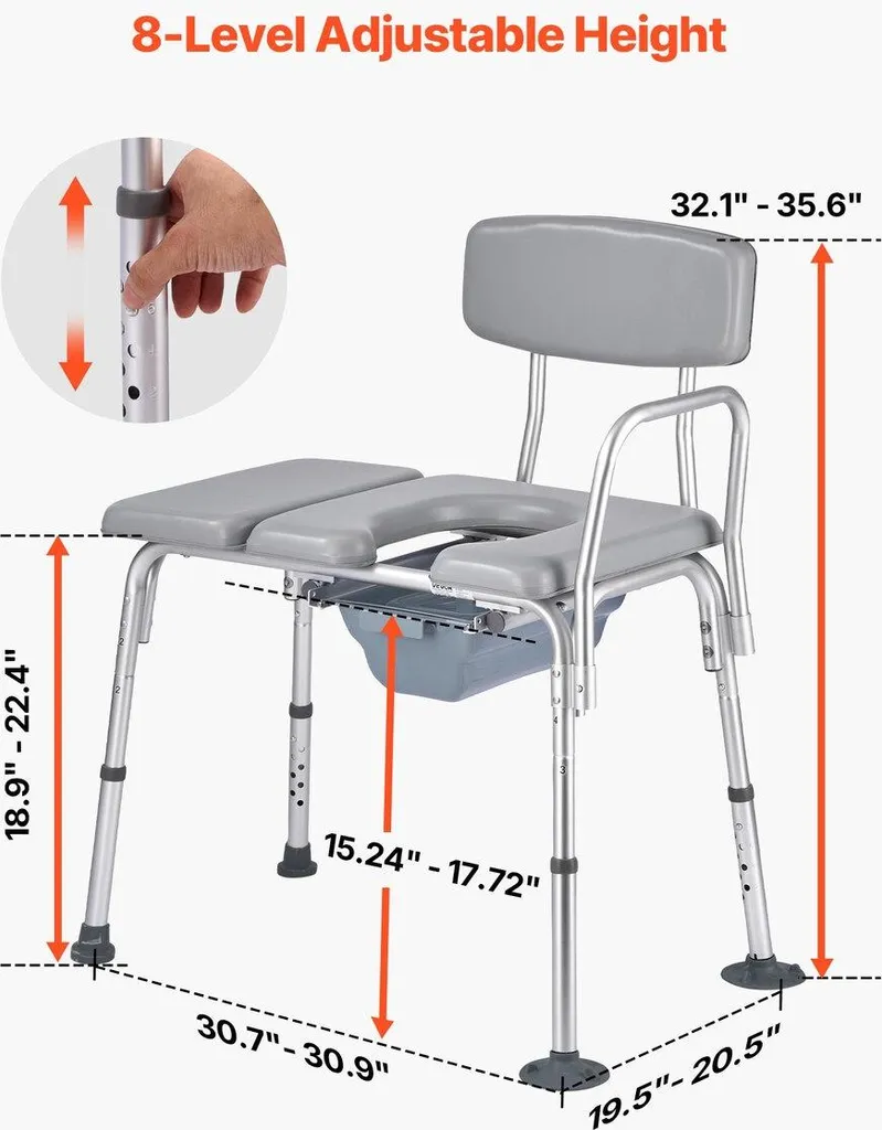 Chaise percée bariatrique pour éviter les chutes, hauteur modulable - 3