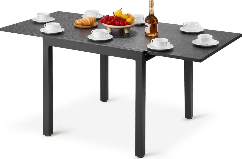 Ausziehbarer Gartentisch - Terrassen- & Balkontisch - Länge 80–160 cm - Kohlenstoffstahl & Aluminium - Wetterfest - Tragkraft 68 kg - Für Garte...