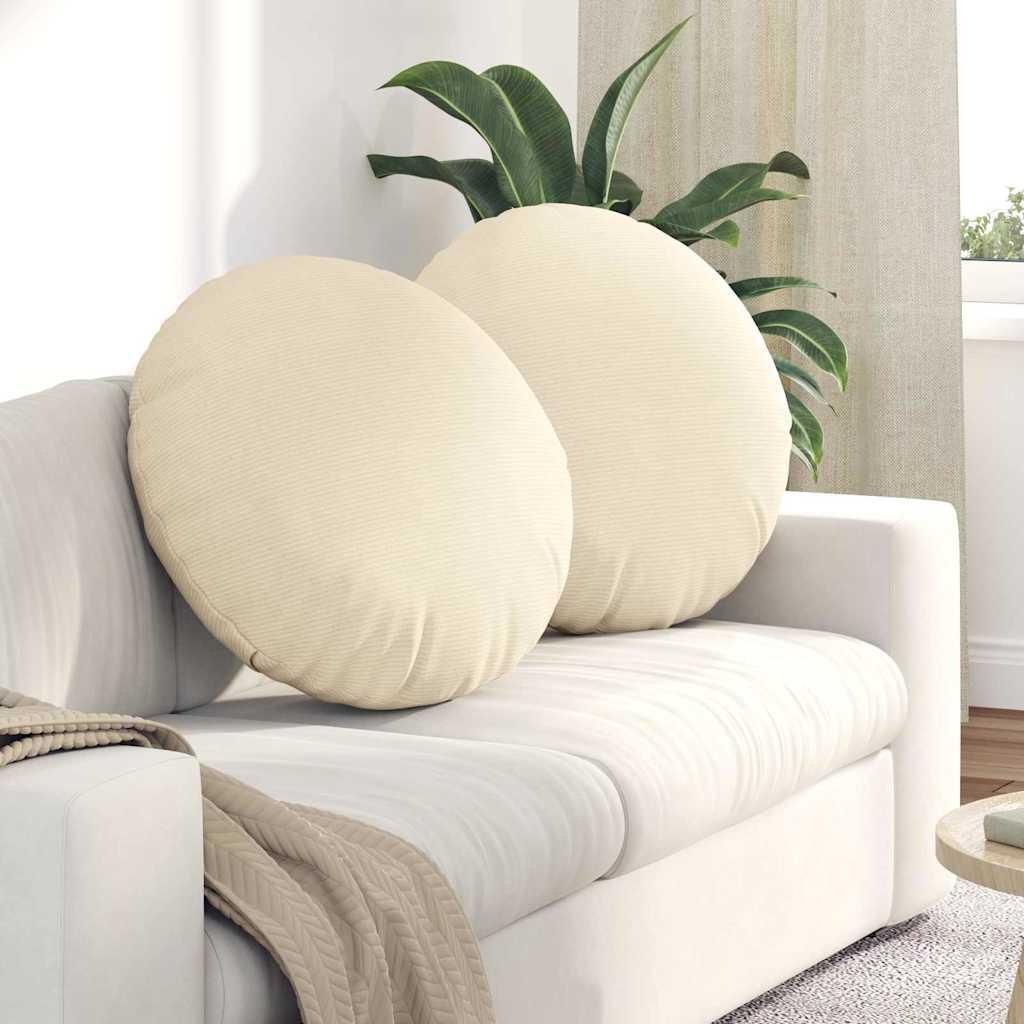 "Schlussverkauf" Sitzkissen 2 Stück - Sitzauflage - Sitzpolster - Creme Ø 80 cm Cordstoff C5801