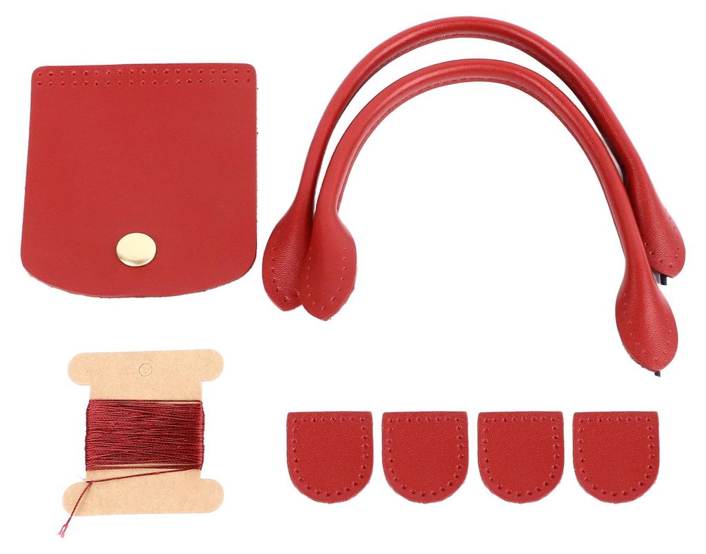 DIY-Handtaschenriemen aus rotem Spaltleder mit Klappverschluss und Reißverschlussstopper šC ideal für die Taschenherstellung.