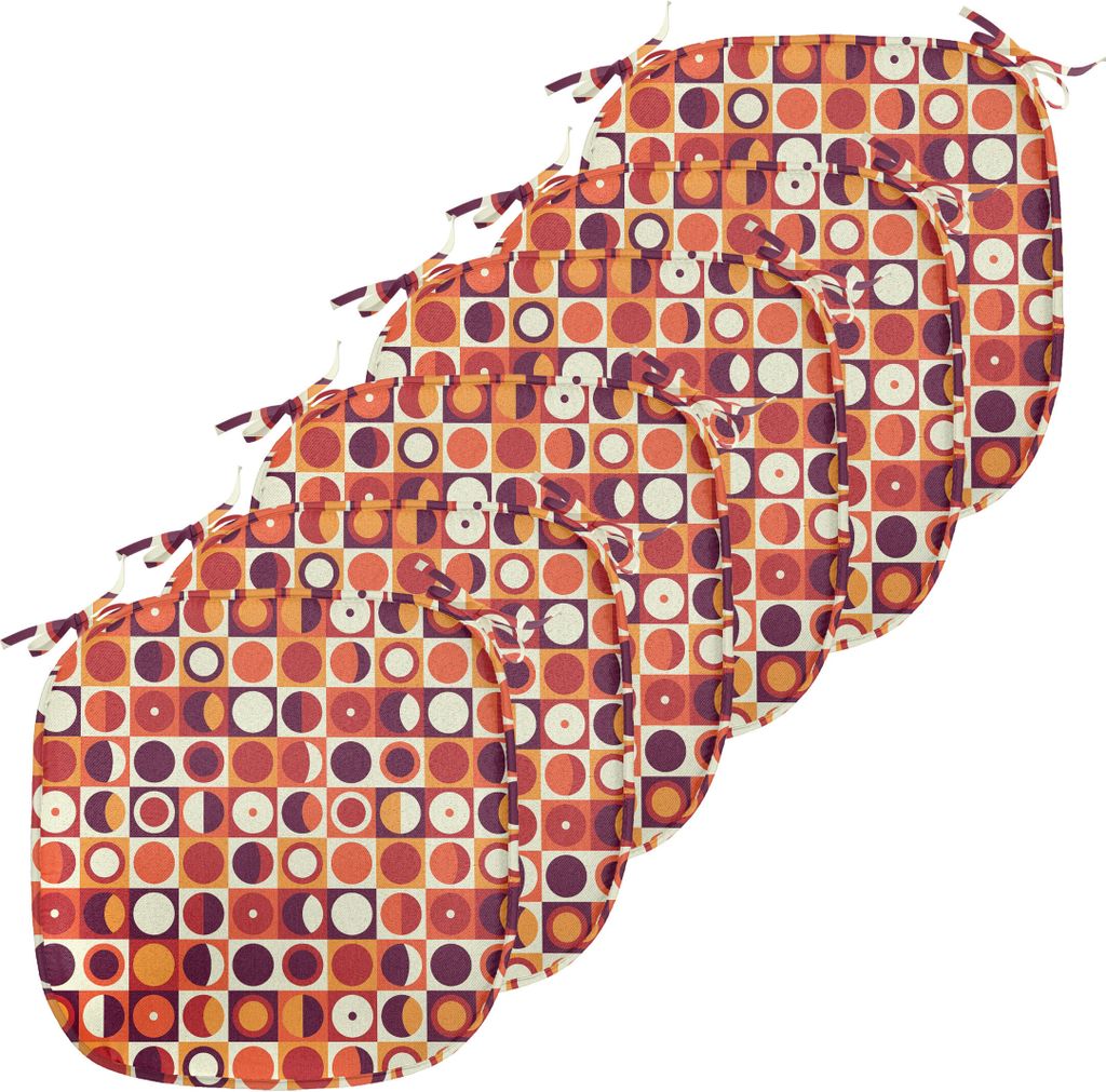 ABAKUHAUS Geometrisch Polster für Esszimmerstühle, Sixties Style Ovals, Dekoratives wasserfestes Kissen mit Riemen für Küchensitze, 40 cm x 40 ...