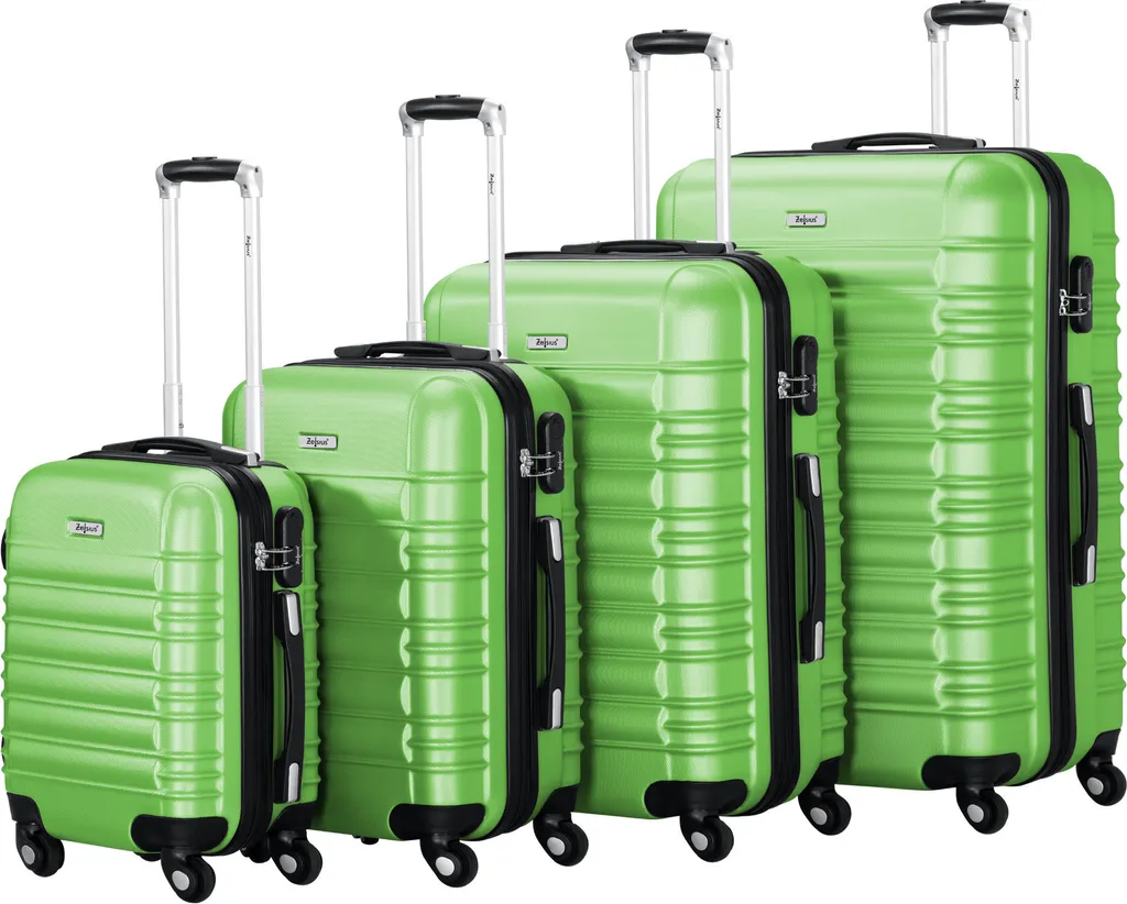 Set Valigie Zelsius 4 Pezzi Verde ABS - Trolley Rigidi con Chiusura