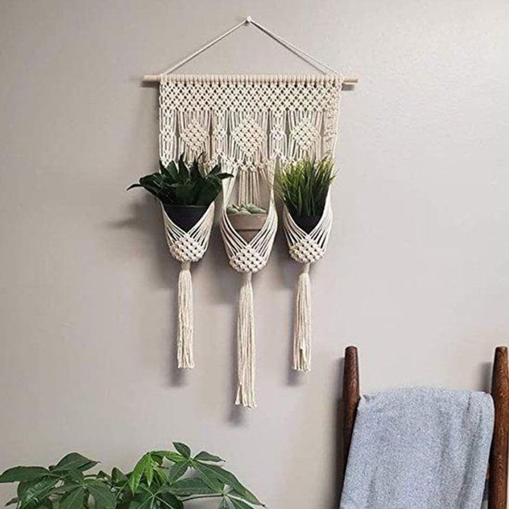 Macramé Pflanzenhänger Baumwolle Blumenampel 100 cm Produktbild 