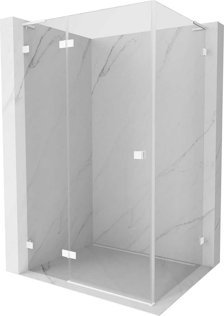 Mexen Lunar L Duschkabine schwenkbar links 100 x 70 cm, transparent, weiß - 834L-100-070-20-00-L