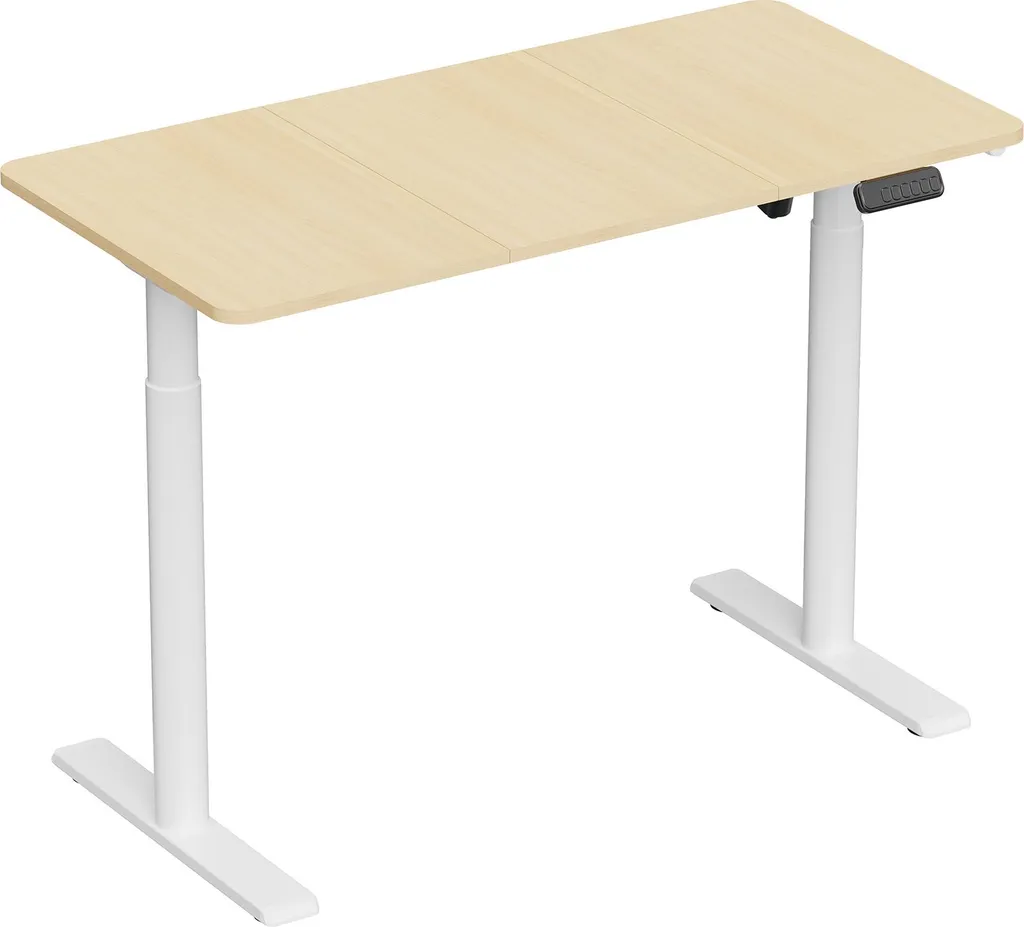 Bureau assis-debout ergonomique 120x60 cm bois clair motorisé Zen