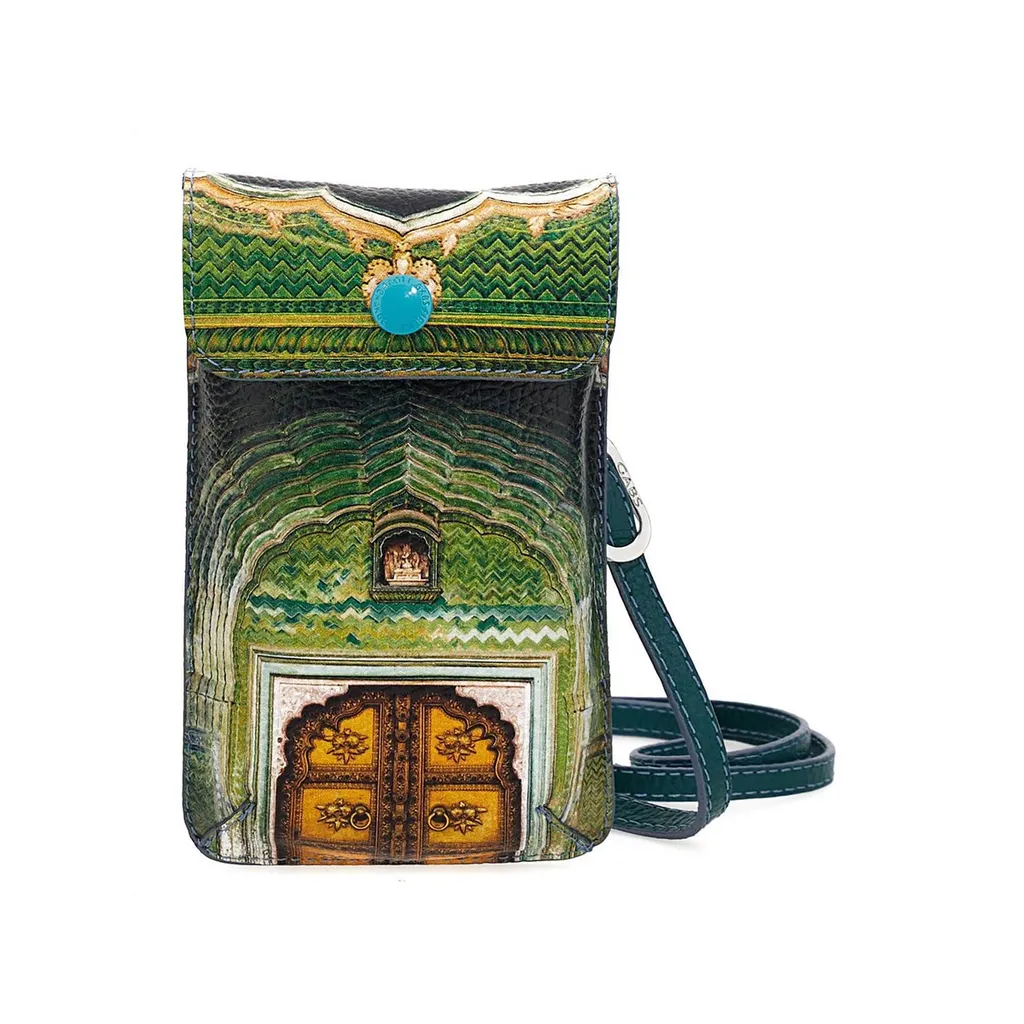 Sac Téléphone Cuir Ruga Gabs Verde Jaipur à Bandoulière Amovible Pro