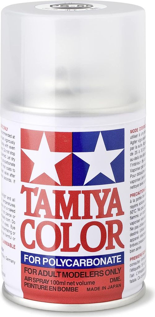 TAMIYA 86055 PS-55 Klarlack matt Polycarbonat 100ml - Sprühfarbe für Plastikmodellbau, Modellbau und Bastelzubehör, Sprühfarben für den Modellbau