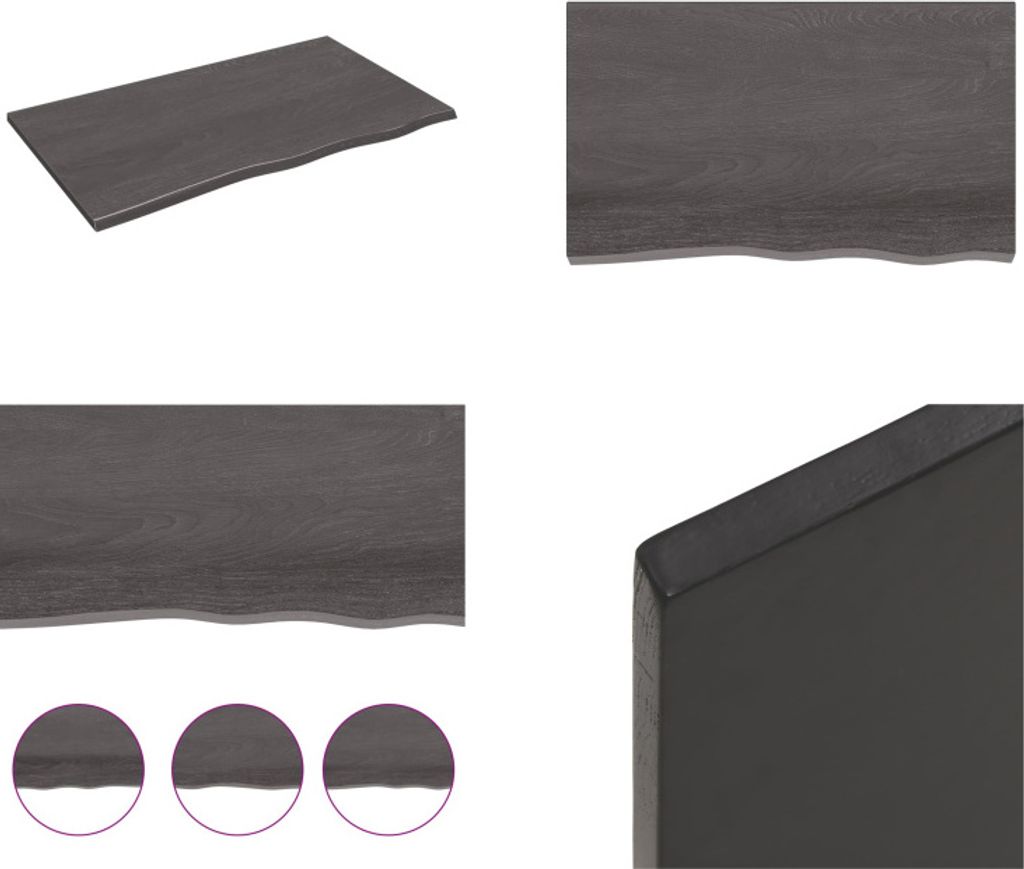 vidaXL Wandregal Dunkelbraun 100x60x2 cm Massivholz Eiche Behandelt - Wandregal - Wandregale - Lagerregal - Schwebendes Regal