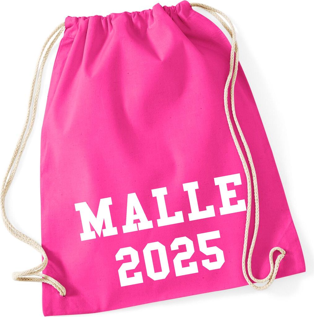 Huuraa Turnbeutel Malle 2025 Mallorca 12 Liter Fuchsia Baumwolle Rucksack Geschenkidee