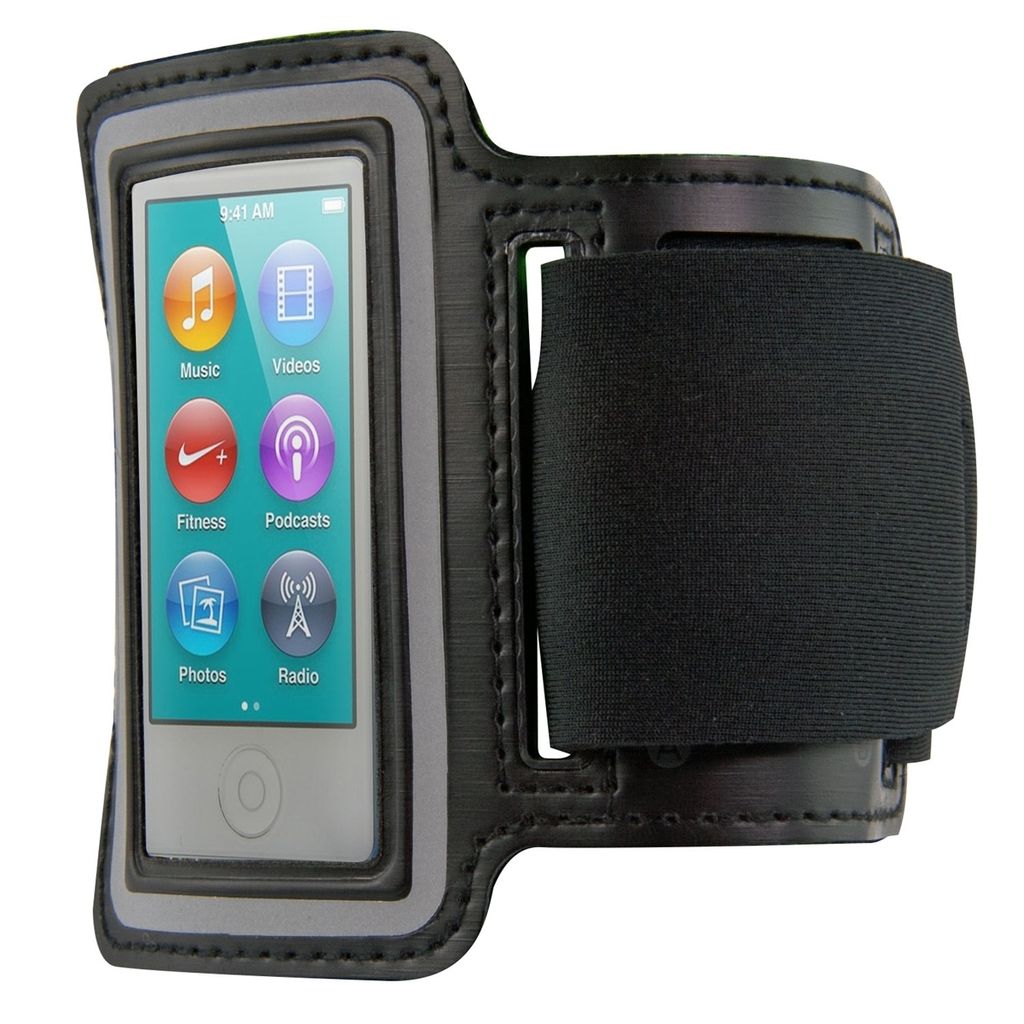 kwmobile Sport Armband kompatibel mit Apple iPod Nano 7 - mit Schlüsselfach - Sport Armtasche 19 - 35 cm Innenmaße - Schwarz
