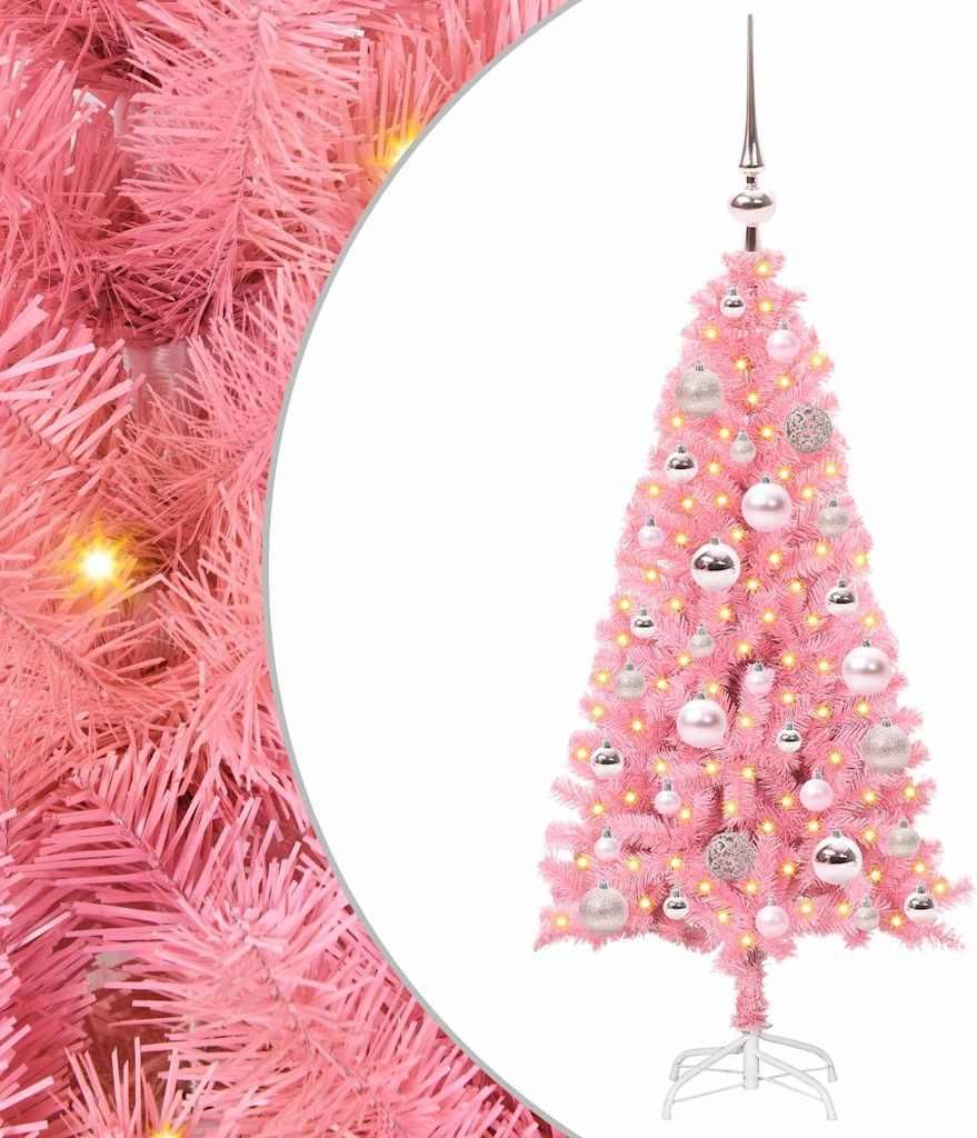 vidaXL Weihnachtsbaum mit 150 LEDs mit Ständer Rosa 120 cm PVC
