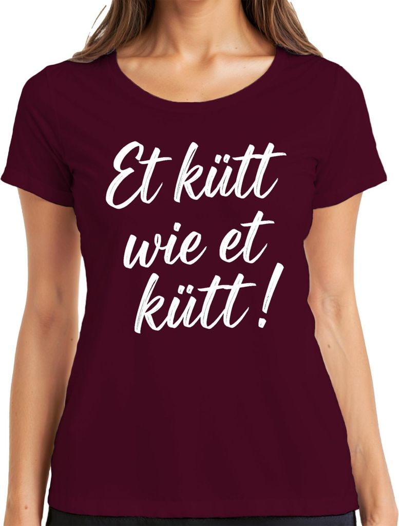 Et kütt wie et kütt Kölsch Köln Karneval Fastnacht närrische Tage Damen T-Shirt, Burgundy, 3XL
