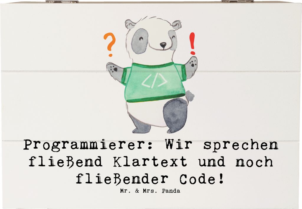 Mr. & Mrs. Panda Box aus Holz Programmierer Codeflüsterer 22 x 15 cm - Weiß - Geschenk, Programmiersprachen, Schatzkiste, Logik, Schatulle, Beruf...