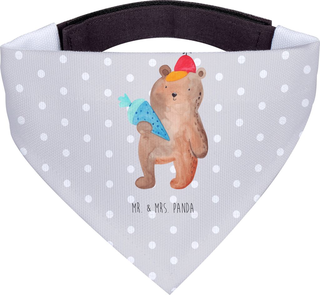 Mr. & Mrs. Panda Hunde-Halstuch Bär Schultüte - Grau Pastell - Geschenk, Halstuch Für Hunde, Schulbeginn, Hund, Tuch, Grundschule, Bandana, Eins...