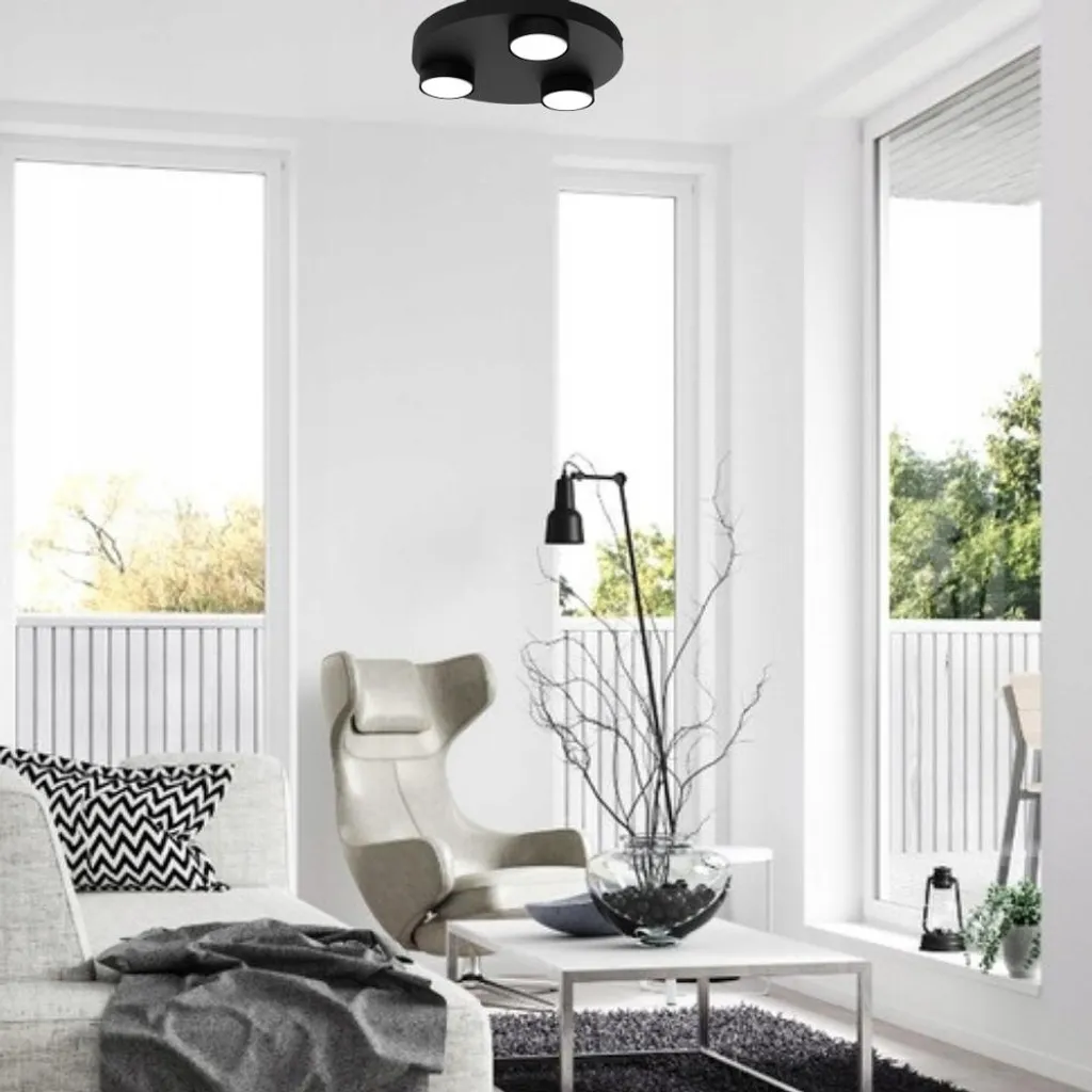 Éclairage de plafond GX53 noir sur roue pour couloir et cuisine chic