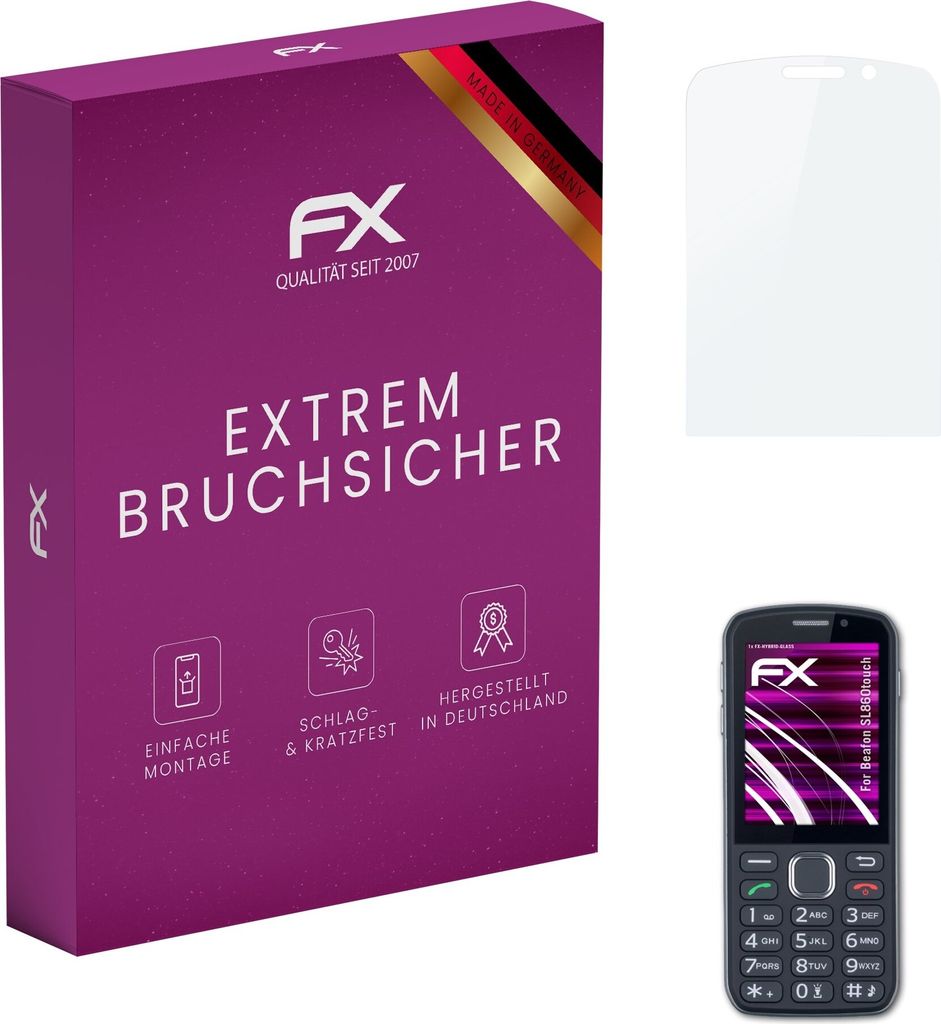 atFoliX FX-Hybrid-Glass Displayfolie kompatibel mit Beafon SL860touch Glasfolie